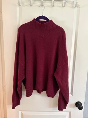 All Saints Women's Mock Neck Oversized Sweater in Deep Wine